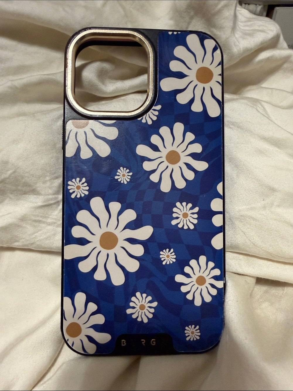 Blue Floral Daisy iPhone 13 Pro Max Case with White Flowers